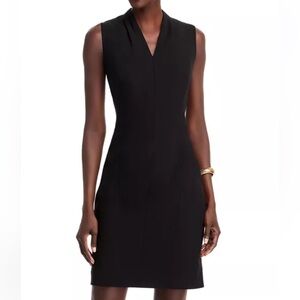 T Tahari | Tonya Pleated V-Neck Sleeveless Sheath Dress